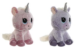 DKD Home Decor Peluche Unicornio Lila Rosa 20 x 30 x 15 cm (6 Unidades)