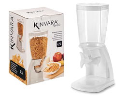 Kinvara Dispensador de Cereales Plástico Blanco 4.5L - 16x20x40 cm (Set de 6)
