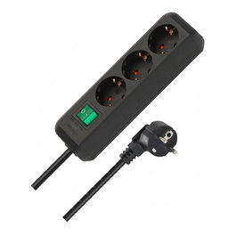 Brennenstuhl Regleta Enchufes ECO-Line 3 Tomas con Interruptor Cable 1.5m Negro