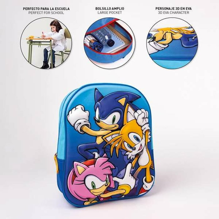 Cerdá Mochila Infantil 3D Sonic the Hedgehog Azul