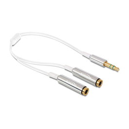 DeLOCK 65355 Cable de Audio Splitter 3,5 mm Macho a 2 x 3,5 mm Hembra, 25 cm