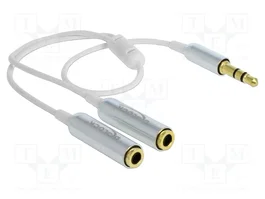 DeLOCK 65355 Cable de audio splitter 3,5 mm a 2 x 3,5 mm (25 cm) silver/white