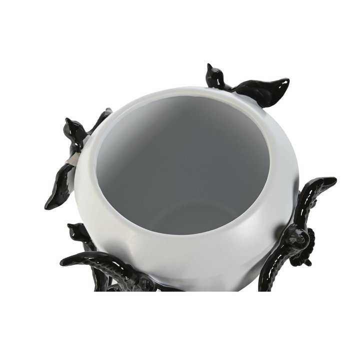 DKD Home Decor Jarrón de Gres Blanco con Detalle de Pájaro DKD Home Decor Jarrón de Gres Blanco con Detalle de Pájaro