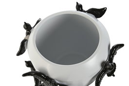 DKD Home Decor Jarrón Moderno Blanco y Negro Gres 29x21.5x29 cm