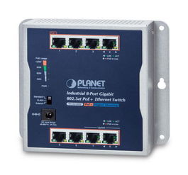 Planet WGS-818HP Switch Industrial 8 Puertos Gigabit PoE+ 802.3at Montaje a Pared