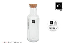 La Mediterranea Botella de Vidrio de 1 Litro con Tapón de Corcho (24 Unidades)巫