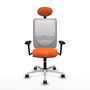 PIQUERAS Y CRESPO Silla de oficina Zulema con mecanismo Sincro, Naranja y Blanco