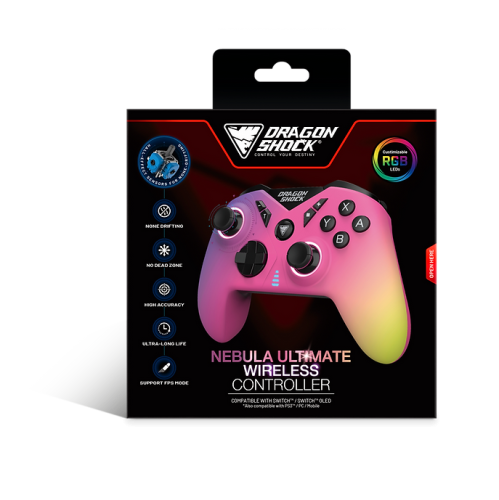 Dragon Shock 146045 Mando Multicolor Bluetooth para Nintendo Switch con Giroscopio, Botones Programables y Retroiluminación LED, 2.1+EDR, 550 mAh, Carga USB-C, Inalámbrico Dragon Shock 146045 Mando Multicolor Bluetooth para Nintendo Switch con Giroscopio, Botones Programables y Retroiluminación LED, 2.1+EDR, 550 mAh, Carga USB-C, Inalámbrico