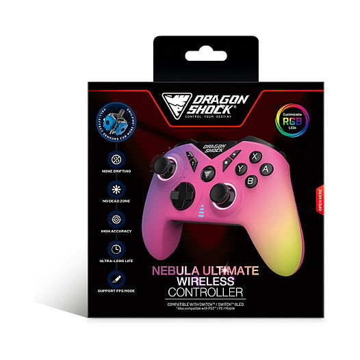 Dragonshock Nebula Pro Ultimate - Mando inalámbrico Bluetooth con botones programables, retroiluminación multi-LED, giroscopio y carga USB-C para Nintendo Switch