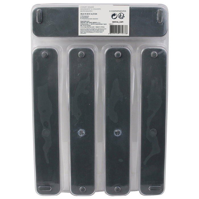 Cook Concept Porta Cubiertos 32,5x23x4,5 cm con 5 Compartimentos para Cajones de Cocina
