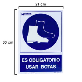 WOLFPACK LINEA PROFESIONAL Cartel Obligatorio Uso De Botas 21x30 cm