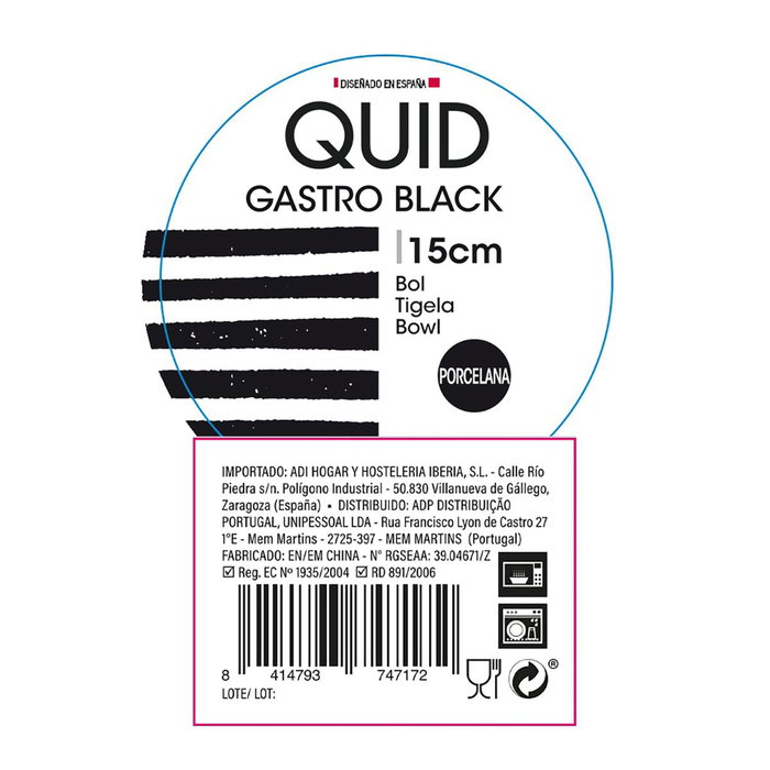 Bol Porcelana Gastro Black Quid 15 cm