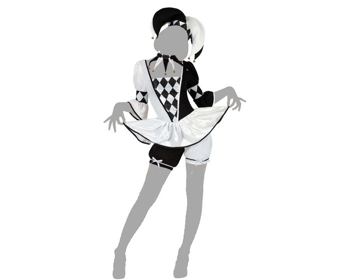 Disfraz de Arlequín Blanco y Negro para Mujer Adulto Talla XS-S