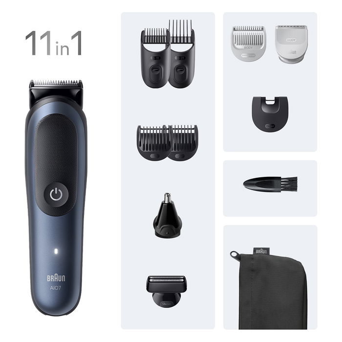 Braun Series 7 All-in-One Style Kit AIO7540 245036 - Máquina de Afeitar Eléctrica Recargable Color Azul Metálico Profundo con 11 Accesorios