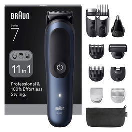 Braun Kit Todo en Uno Style AIO7540, Cortapelos y Afeitadora Corporal, 14 Ajustes, Autonomía 120 min, Azul Metálico Profundo, Recargable