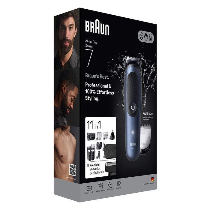 Braun Series 7 All-in-One Style Kit AIO7540 245036 - Máquina de Afeitar Eléctrica Recargable Color Azul Metálico Profundo con 11 Accesorios