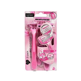 Sence Beauty Maquinilla de depilar desechable 3 uds 3 hojas de acero inoxidable cabezal flexible banda lubricante
