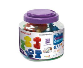 Miniland Juego de Tornillos y Tuercas de Plástico, 48 Unidades