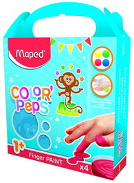Pintura De Dedos Maped Caja De 4 X 80G (Azul,Amarillo,Rojo,Verde)