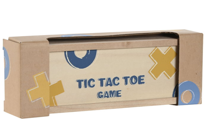 DKD Home Decor Juego de Mesa Tic Tac Toe, Madera Multicolor, 18 x 6 x 3 cm