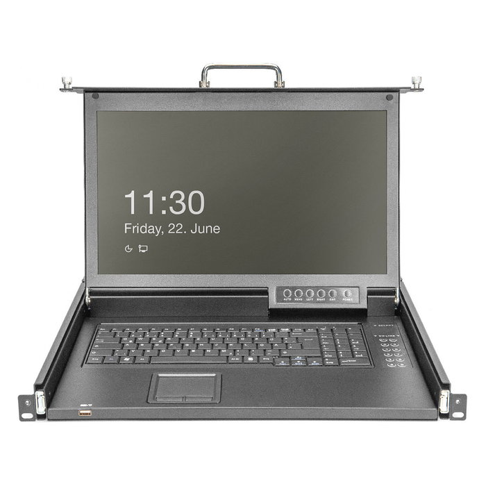Consola kvm digitus modular hd lcd con 17" tft 8 puertos vga, conmutador kvm negro, distribuciÓn de teclado alemÁn, conmutador k