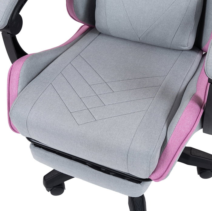 Mars gaming MGCXFSPK Silla gamer textil reclinable con reposapiés rosa plata