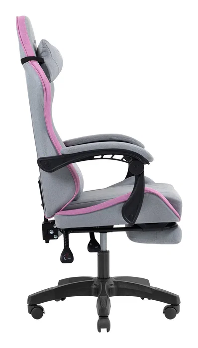 Mars gaming MGCXFSPK Silla gamer textil reclinable con reposapiés rosa plata