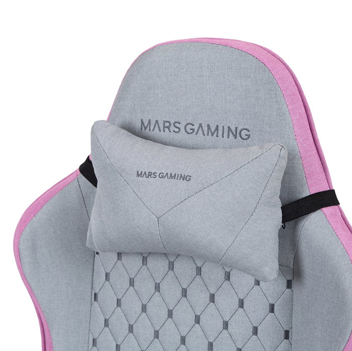 Mars gaming MGCXFSPK Silla gamer textil reclinable con reposapiés rosa plata