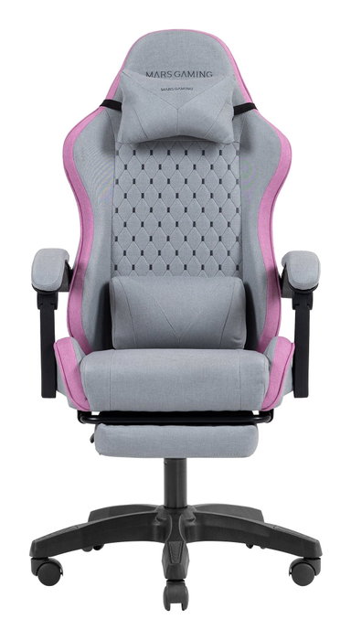 Mars gaming MGCXFSPK Silla gamer textil reclinable con reposapiés rosa plata Mars gaming MGCXFSPK Silla gamer textil reclinable con reposapiés rosa plata