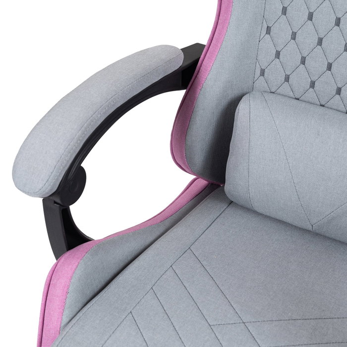 Mars gaming MGCXFSPK Silla gamer textil reclinable con reposapiés rosa plata