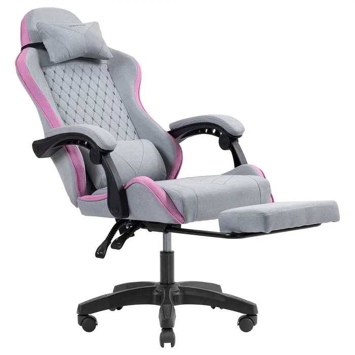 Mars gaming MGCXFSPK Silla gamer textil reclinable con reposapiés rosa plata