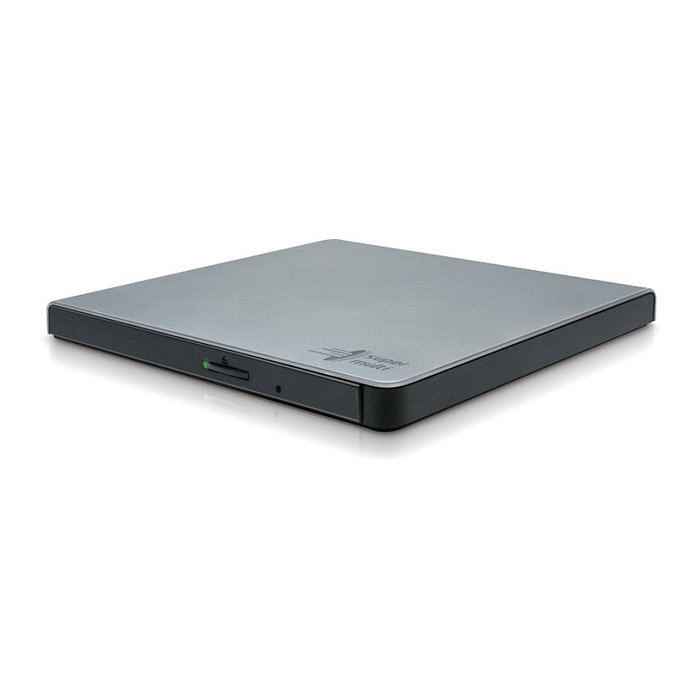 HLDS HL-GP57ES40 Grabador DVD Externo Portátil Slim, Plata, Bandeja, USB 2.0, DVD±RW, Compatible con Sobremesa/Portátil y Mac, Incluye Software