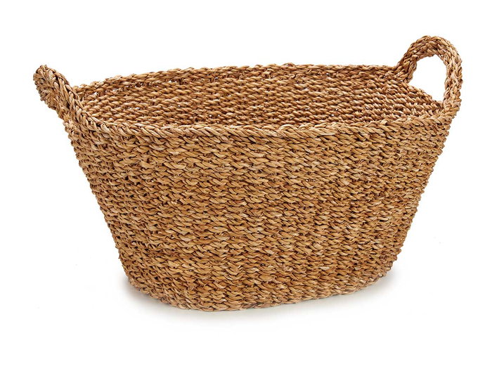 Giftdecor Cesto Asa Ovalado Gra 20L Marrón Alga de Mar 60x28x40cm (Set de 6)