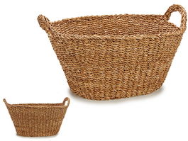 Giftdecor Cesto Asa Ovalado Gra 20L Marrón Alga de Mar 60x28x40cm (Set de 6)