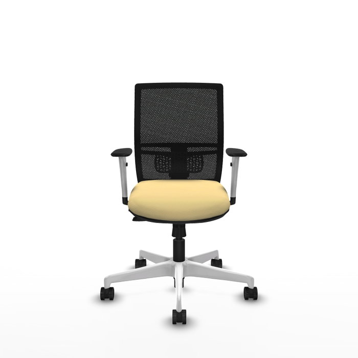 PIQUERAS Y CRESPO Silla de oficina Yunquera con mecanismo Sincro/Traslack, Crema y Negro
