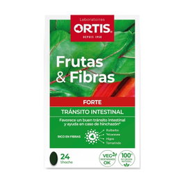 Ortis Frutas y Fibras Forte 24 comprimidos, complemento alimenticio rico en fibra para tránsito intestinal