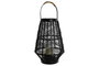 DKD Home Decor Portavelas de Metal y Ratán Negro