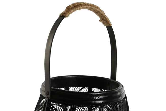 DKD Home Decor Portavelas de Metal y Ratán Negro DKD Home Decor Portavelas de Metal y Ratán Negro