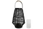 DKD Home Decor Portavelas de Metal y Ratán Negro
