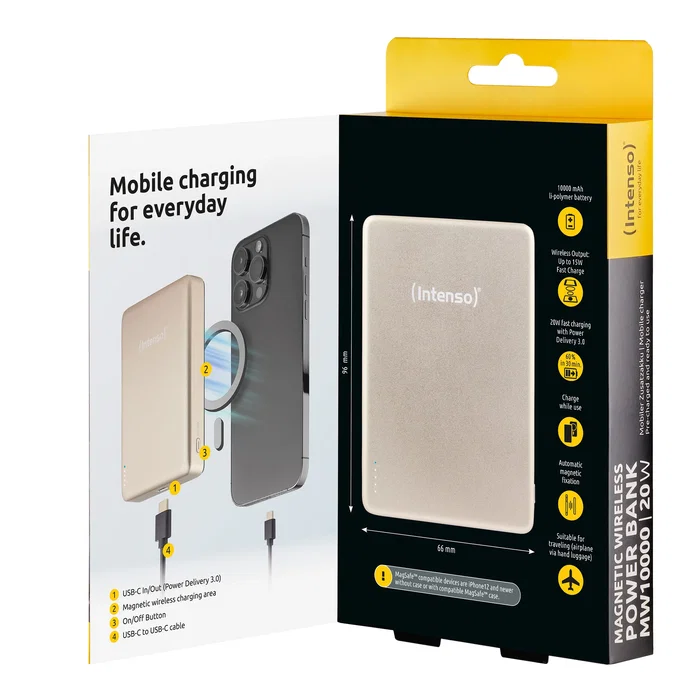 Intenso Powerbank MW10000 MagSafe 10000 mAh Champán Intenso Powerbank MW10000 MagSafe 10000 mAh Champán