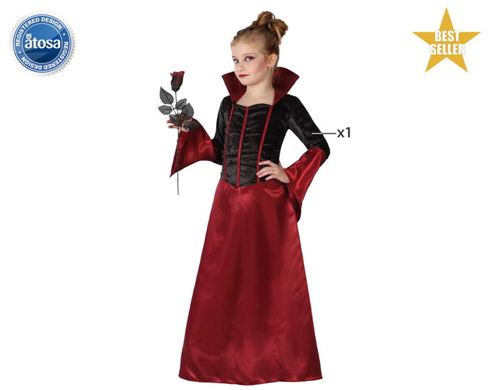 Disfraz Infantil Vampiresa Halloween Niña Drácula Elegante para 3-4 Años - Negro Disfraz Infantil Vampiresa Halloween Niña Drácula Elegante para 3-4 Años - Negro