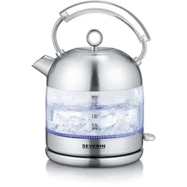 Severin WK3459 Hervidor de agua de vidrio retro 1,7 L 2400 W acero inoxidable calentamiento rápido