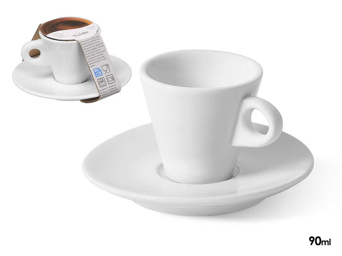 VESSIA Taza de café larga de porcelana blanca 90ml (Pack de 36) VESSIA Taza de café larga de porcelana blanca 90ml (Pack de 36)