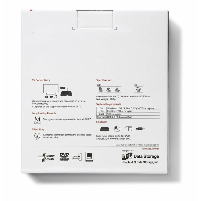 LG GP60NB60 Grabadora de DVD Externa Ultra Slim Negro LG GP60NB60 Grabadora de DVD Externa Ultra Slim Negro
