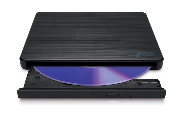 Hitachi-LG Ultra Slim Portable DVD-Writer DVD±RW - Unidad de disco óptico externa, 8x, compatible con M-DISC, Windows 10 y Mac, Negro