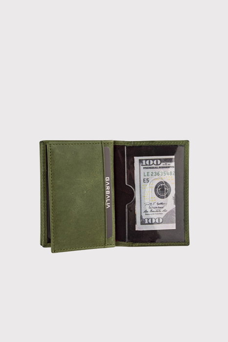 Zoozie Bags Tarjetero de Piel Auténtica Verde Vera Crazy - Diseño Compacto y Elegante