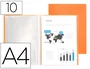 Liderpapel Carpeta Escaparate Naranja Fluor con 10 Fundas DIN A4