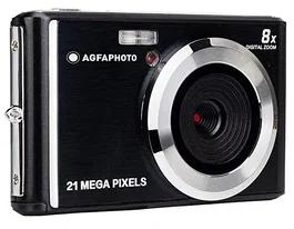 AgfaPhoto Realishot DC5200 Cámara digital compacta - 21 MP, sensor CMOS, zoom digital 8x, grabación de video HD 720p, color negro