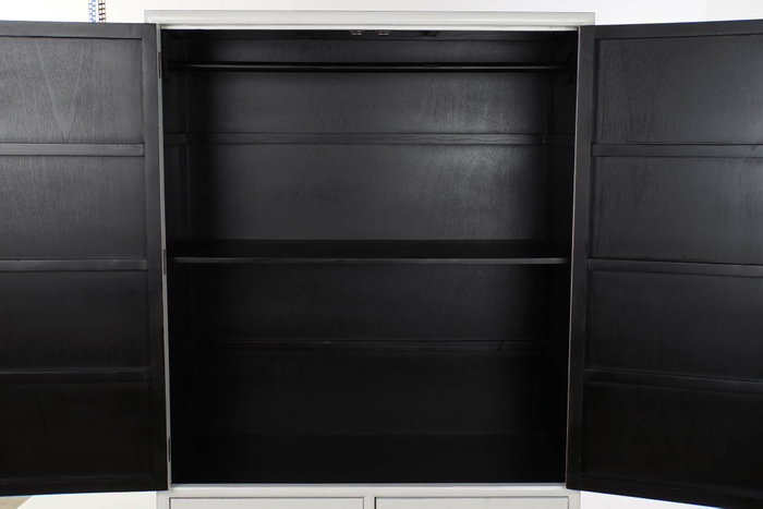 DKD Home Decor Armario Oriental Kamakura Blanco Dorado 120 x 50 x 175 cm Álamo Metal