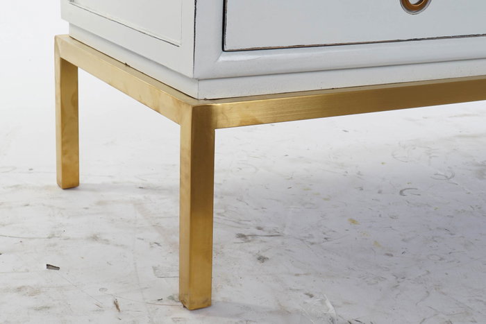 DKD Home Decor Armario Oriental Kamakura Blanco Dorado 120 x 50 x 175 cm Álamo Metal